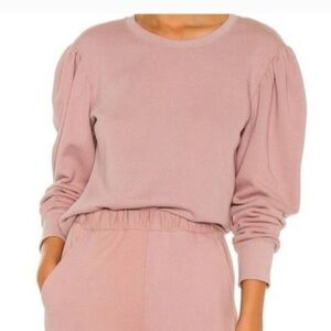 A.L.C. RAYNA PUFF SLEEVE SWEATSHIRT SIZE SMALL LIGHT PINK CREWNECK COTTON